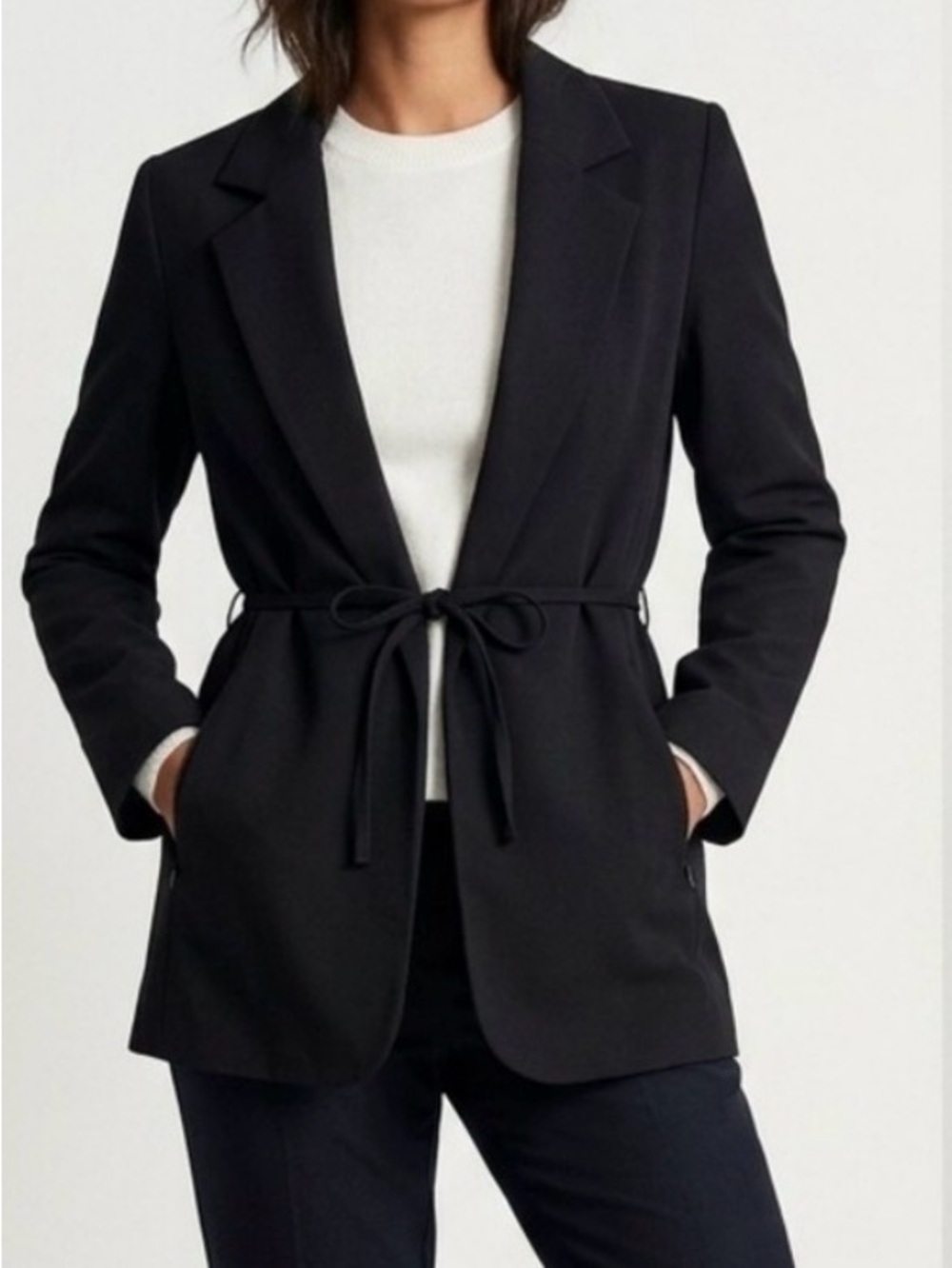 NWOT Athleta Endless PrimaTwikl Tie-Waist Blazer Jacket Black Women’s Size 8